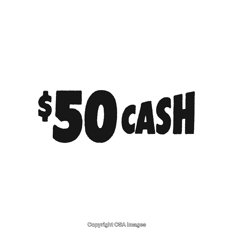 $50 Cash Typography on White Background for Financial Advertising
