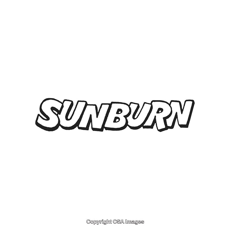 Bold Text Depicting the Word 'Sunburn' with Cartoon Style