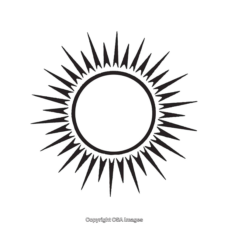 Minimalistic Black Sun Symbol with Geometric Rays Illustration