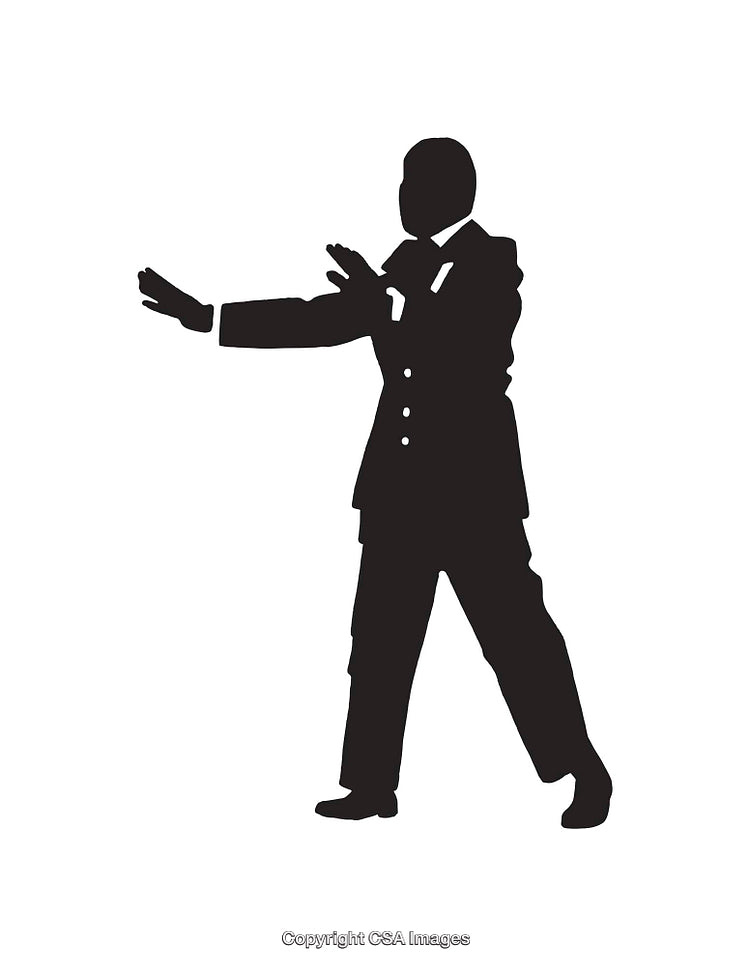 Silhouette of a Businessman in a Formal Gesture