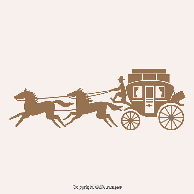Vintage Stagecoach Illustration in Elegant Monochromatic Style