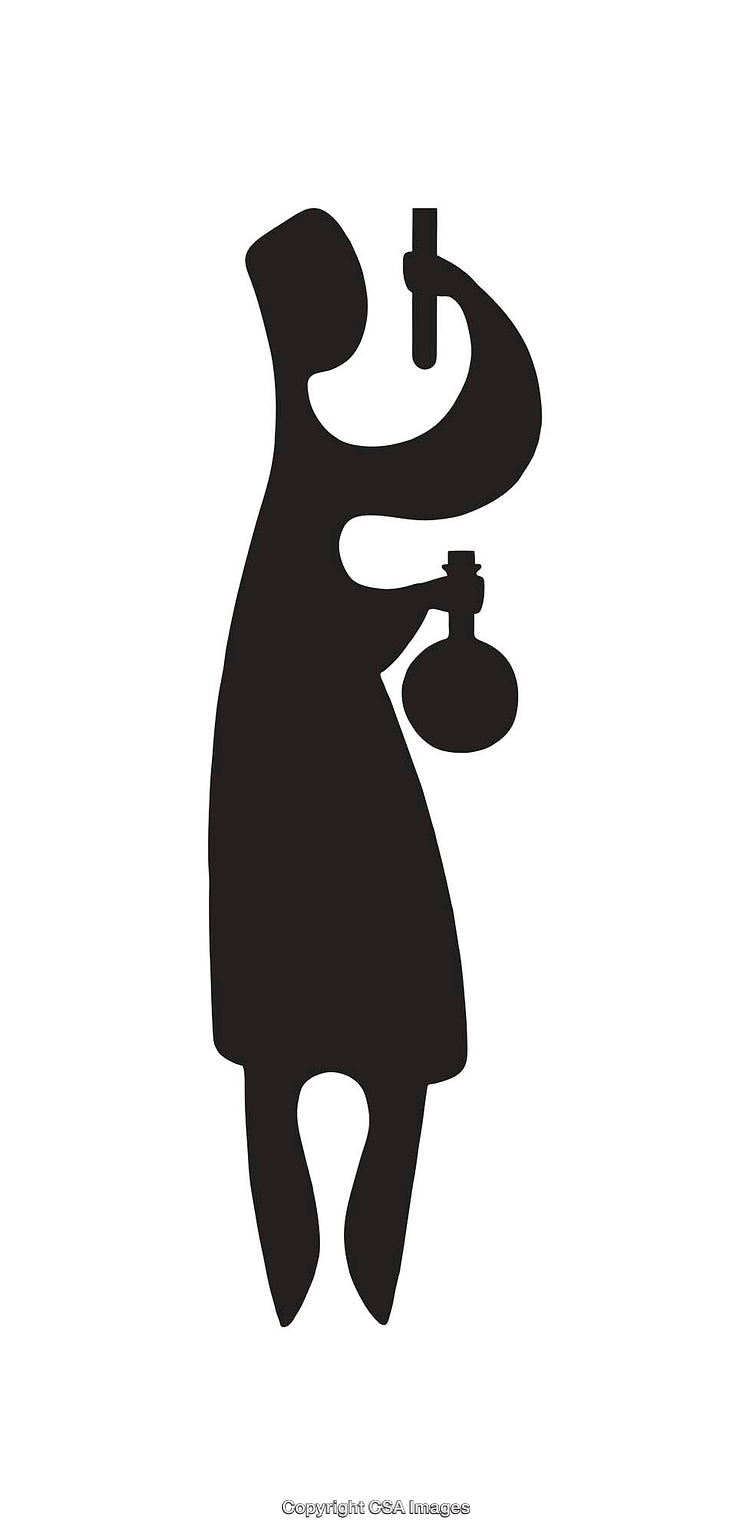 Silhouette Icon of a Scientist Holding Flask and Test Tube