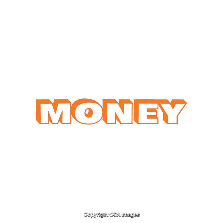 Bold Orange Money Text on Minimal White Background