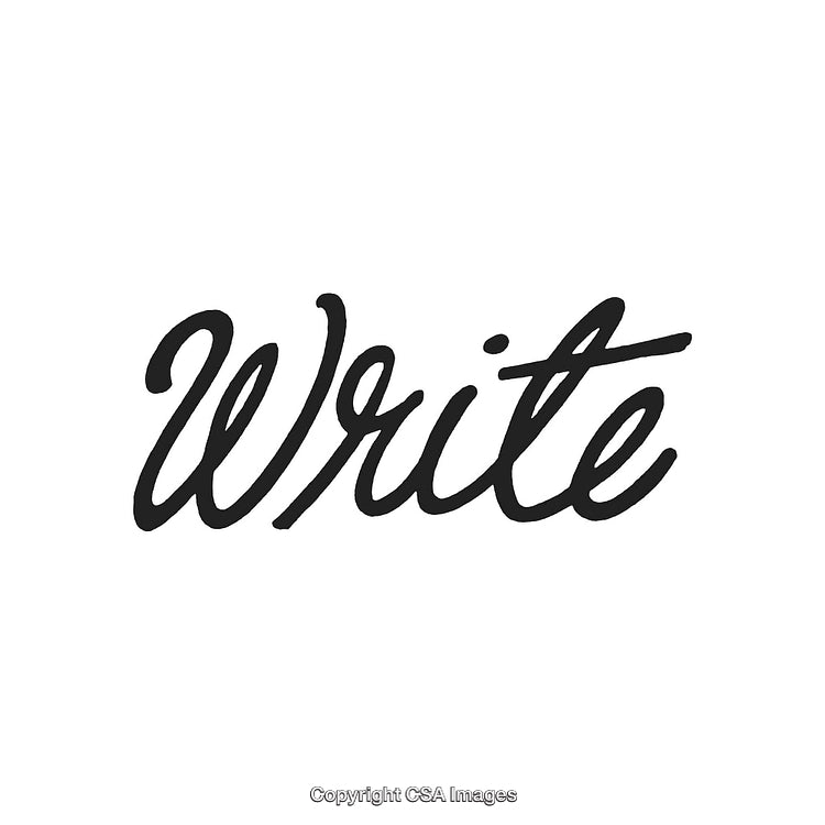 Elegant Black Handwritten Lettering of the Word Write on a White Background