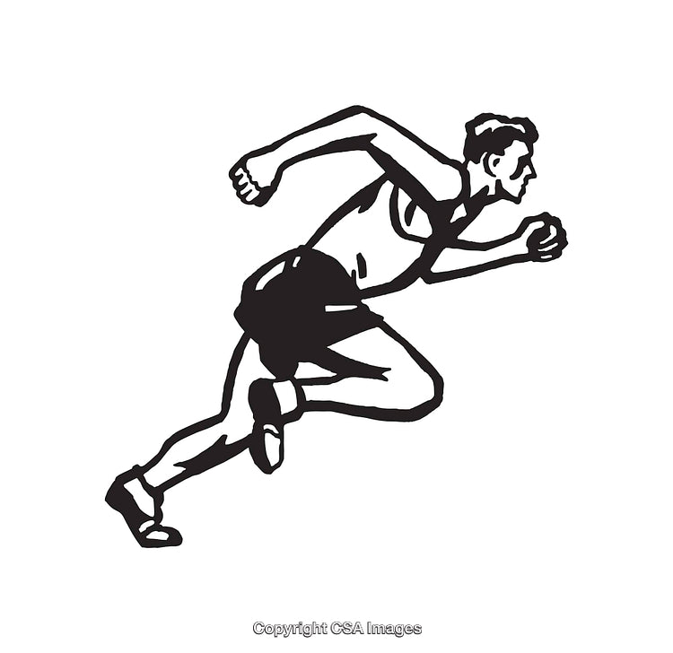 Black and White Line Art of a Runner in Motion