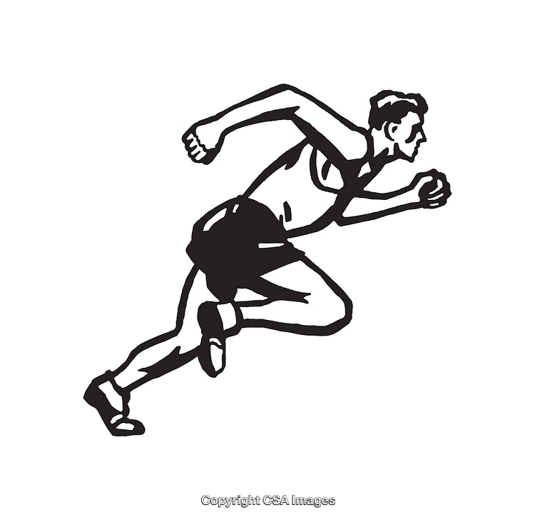 Black and White Line Art of a Runner in Motion