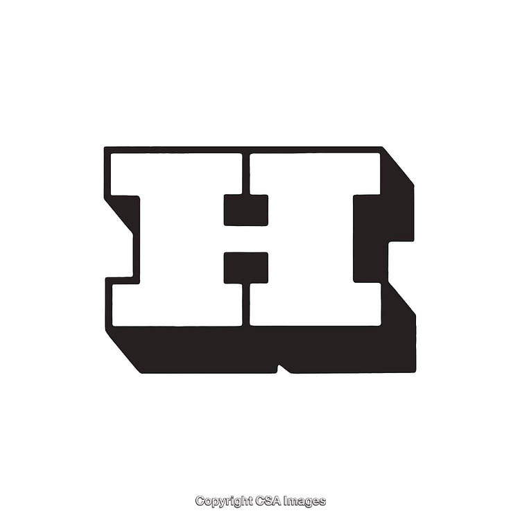 Black and White Block Style Letter H Isolated on White Background
