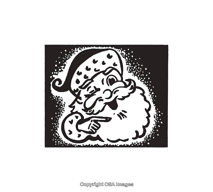 Santa Claus Line Art Illustration with Festive Cheer and Joyful Expression