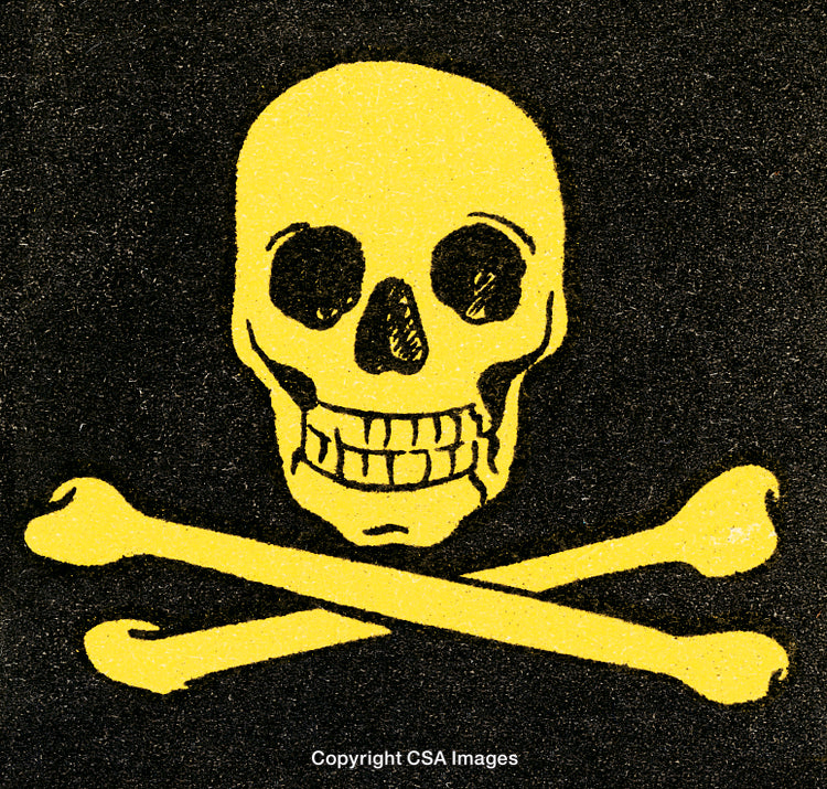 Yellow Skull and Crossed Bones on a Dark Background