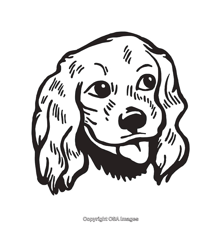 Black and White Line Art Illustration of a Dog's Head