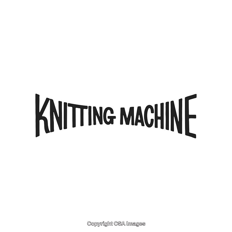 Stylized Typography Featuring Knitting Machine in Creative Distorted Font Design