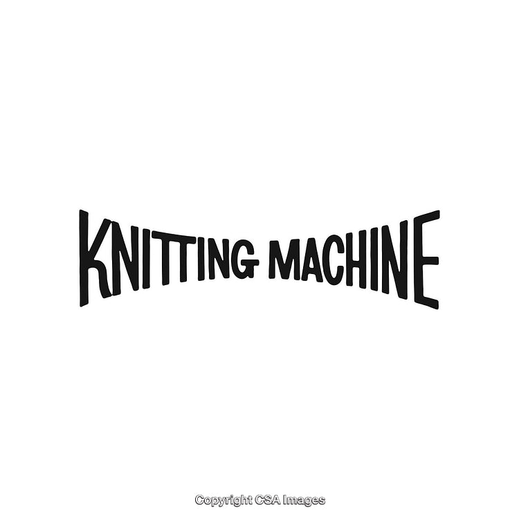 Stylized Typography Featuring Knitting Machine in Creative Distorted Font Design