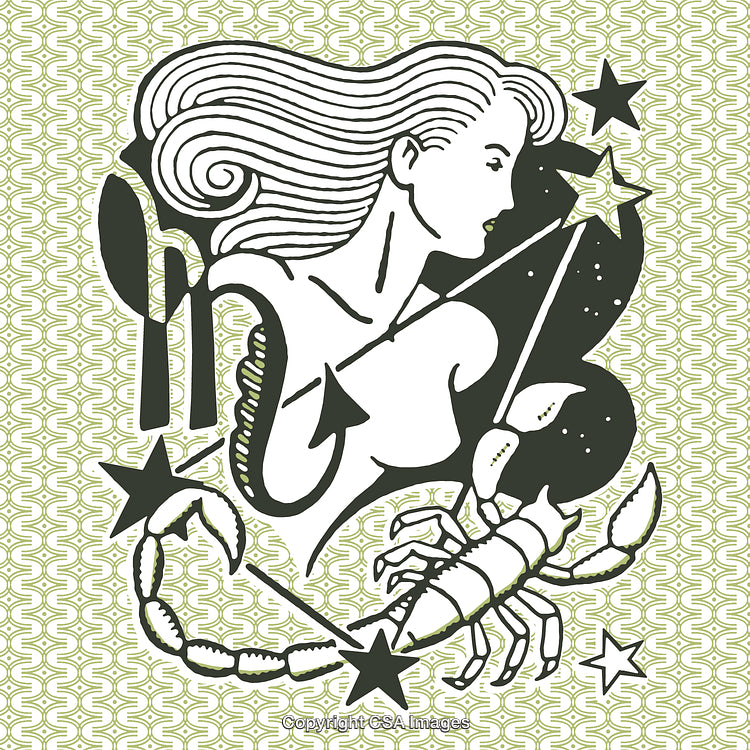 Illustration of Scorpio Zodiac Sign with Scorpion and Stars Motif Design