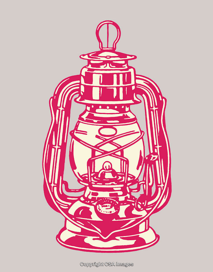 Vintage Lantern Illustrated in Bold Pink Design