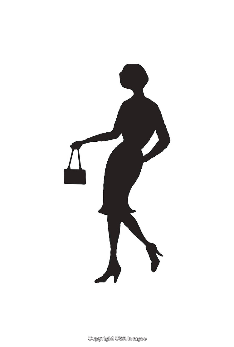 Silhouette of a Woman Walking Gracefully with a Handbag