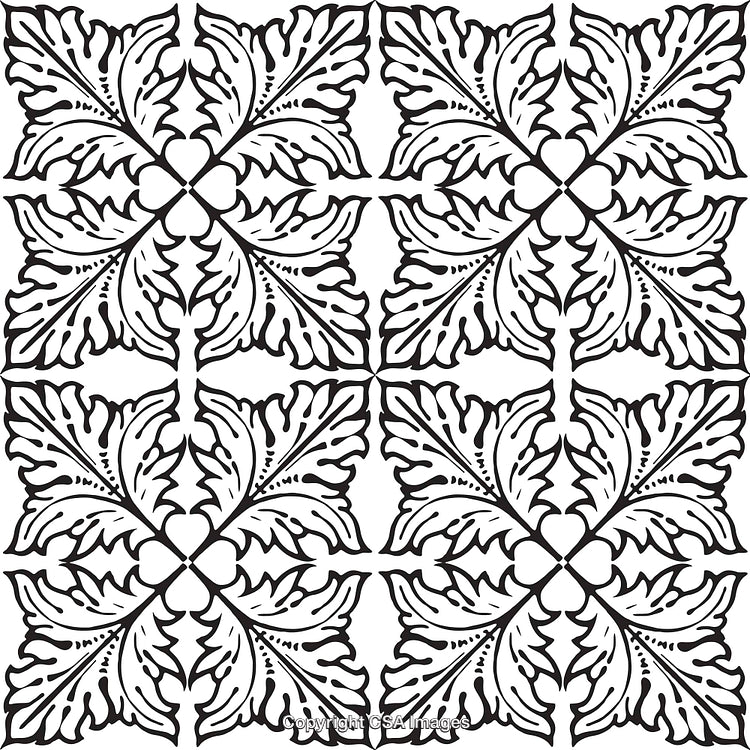 Elegant Black and White Decorative Floral Pattern with Intricate Details