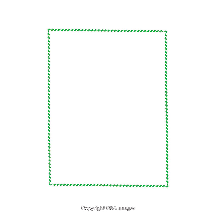 Simple Green Zigzag Border Frame on White Background