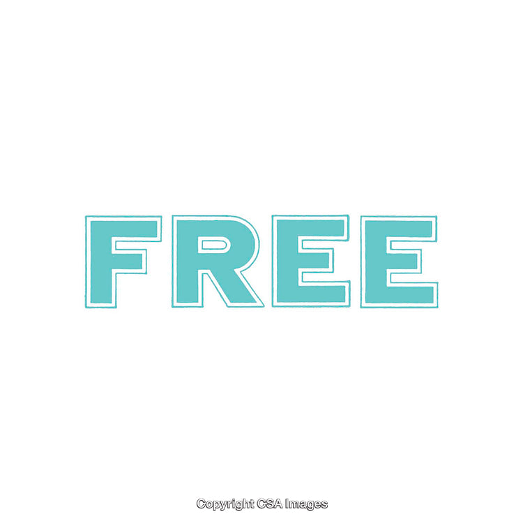 Turquoise Free Sign on Clean White Background in Bold Letters