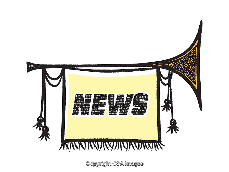 Illustration of a Decorative Trumpet Banner with News Text