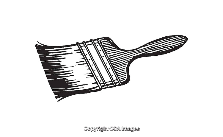 Black and White Line Art Illustration of a Paintbrush Icon