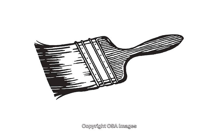 Black and White Line Art Illustration of a Paintbrush Icon
