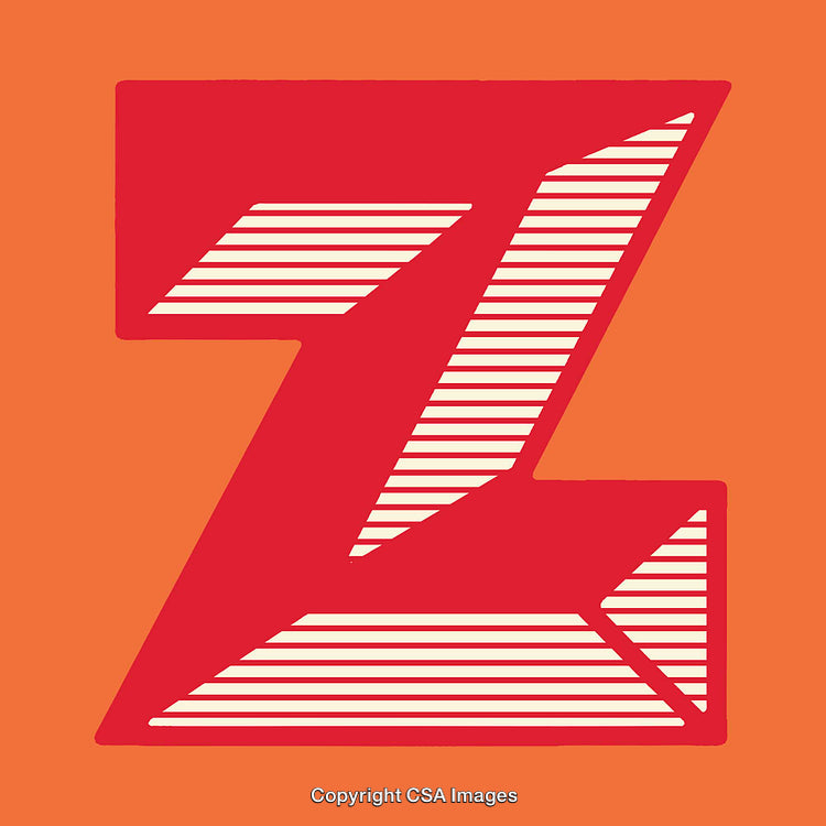 Bold Red Letter Z Graphic on Orange Background