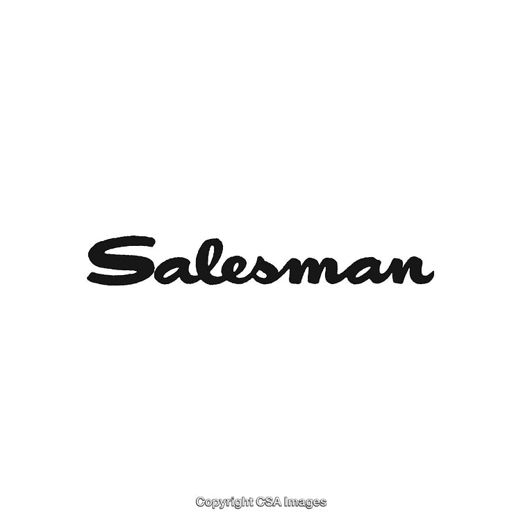 Stylized Calligraphy Text Depicting the Word Salesman in Black on White