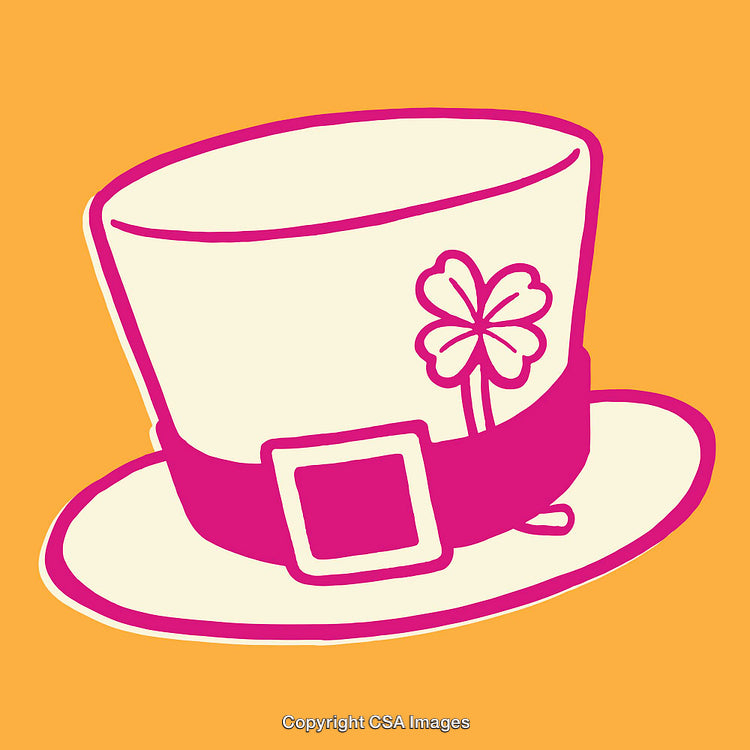 Colorful Line Art of a Hat with Clover Illustration