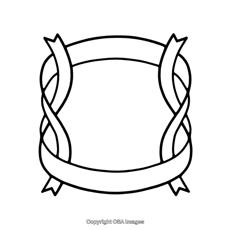 Black and White Decorative Ribbon Frame with Intertwining Borders