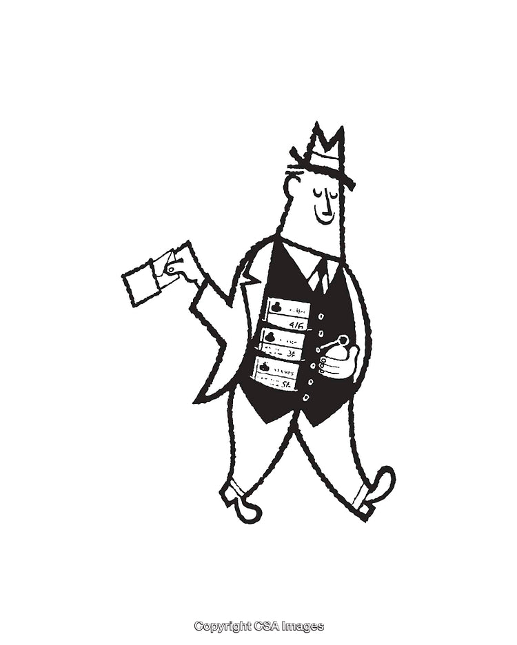 Black and White Line Art of Businessman in Classic Attire