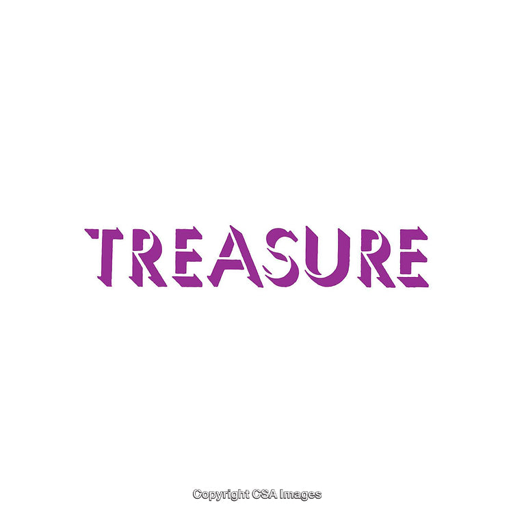 Purple Creative Typography Design Depicting the Word Treasure on White Background