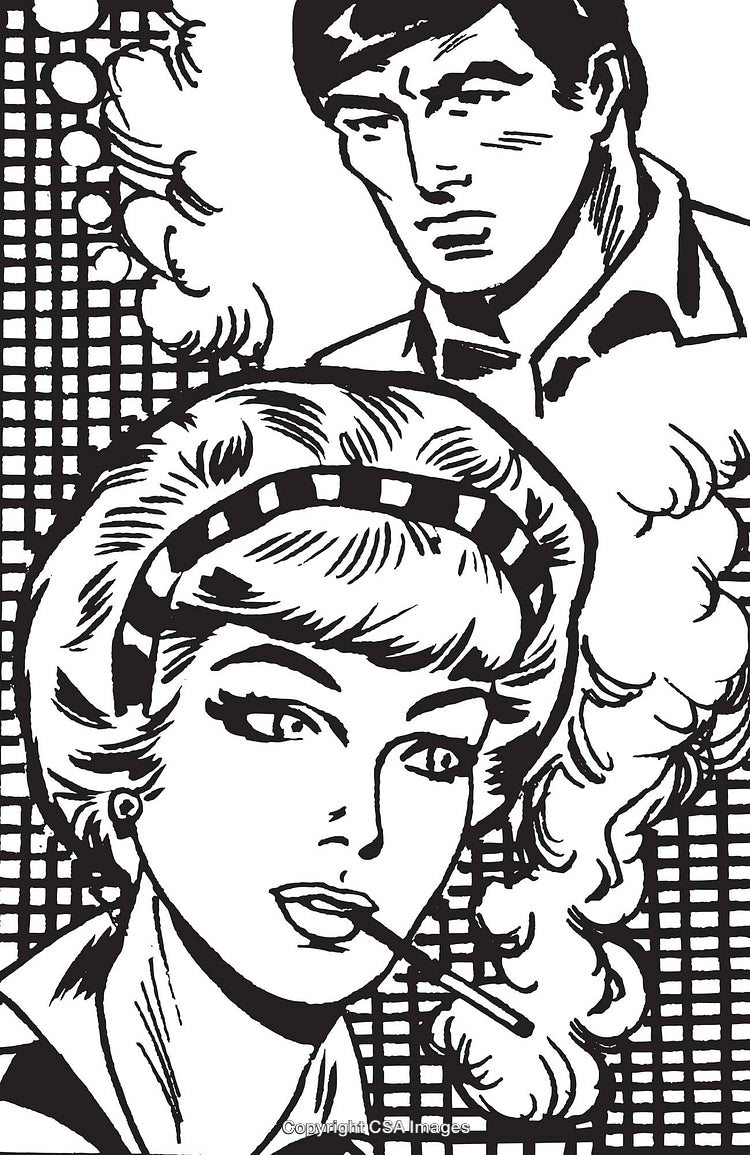 Retro Comic Illustration of a Couple in a Stylish Emotional Scenario