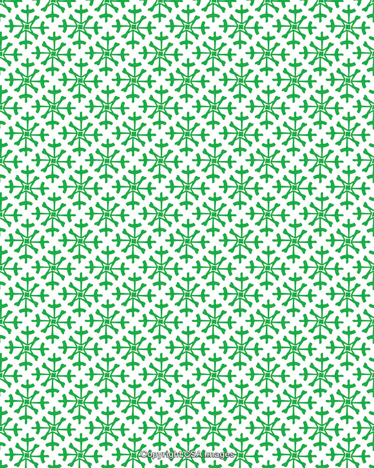 Green Geometric Pattern Featuring Symmetrical Snowflake-Like Shapes