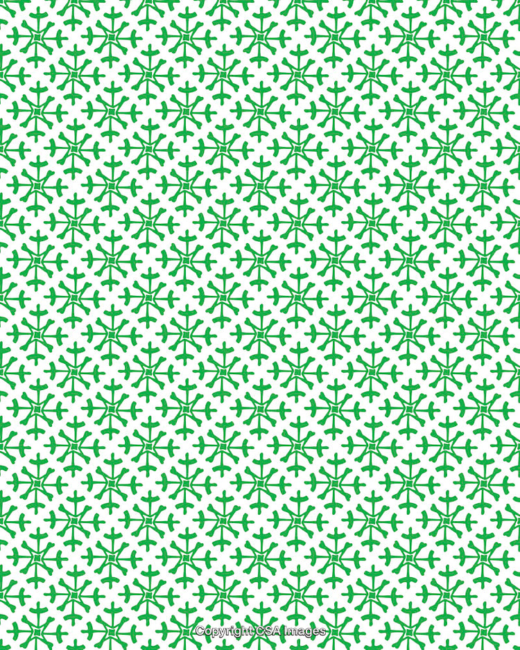 Green Geometric Pattern Featuring Symmetrical Snowflake-Like Shapes