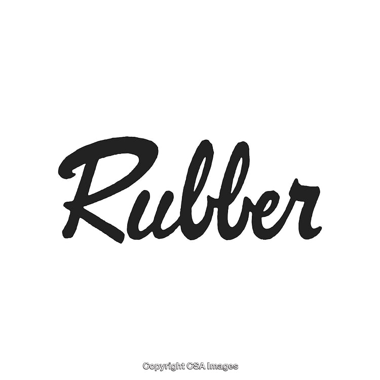 Bold Black Handwriting Of The Word Rubber On A White Background