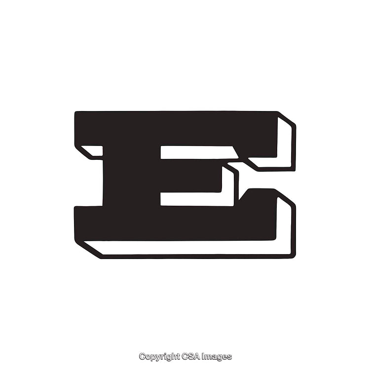 Bold Black Letter E Design in a Geometric Style on White Background