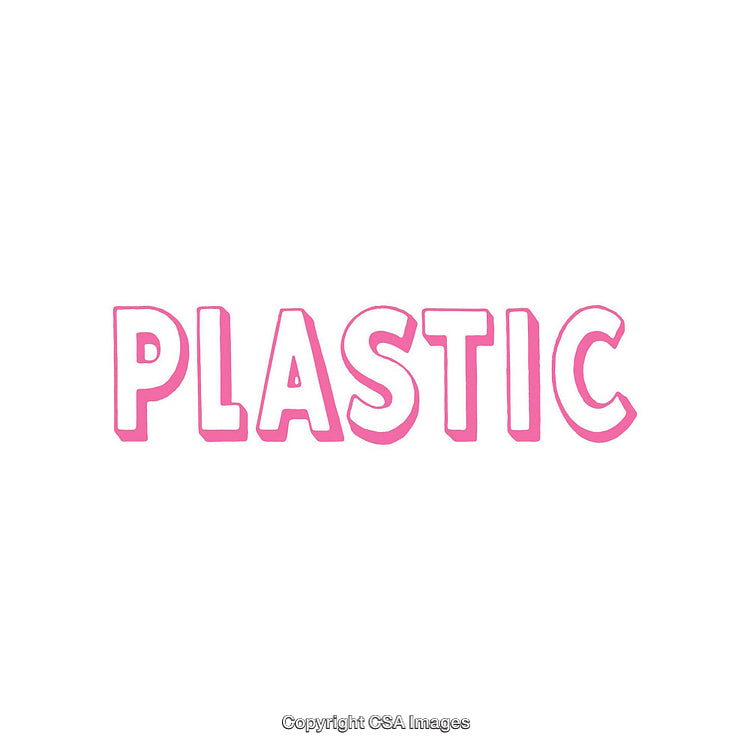 Pink Word 'Plastic' Displayed on a Clean White Background