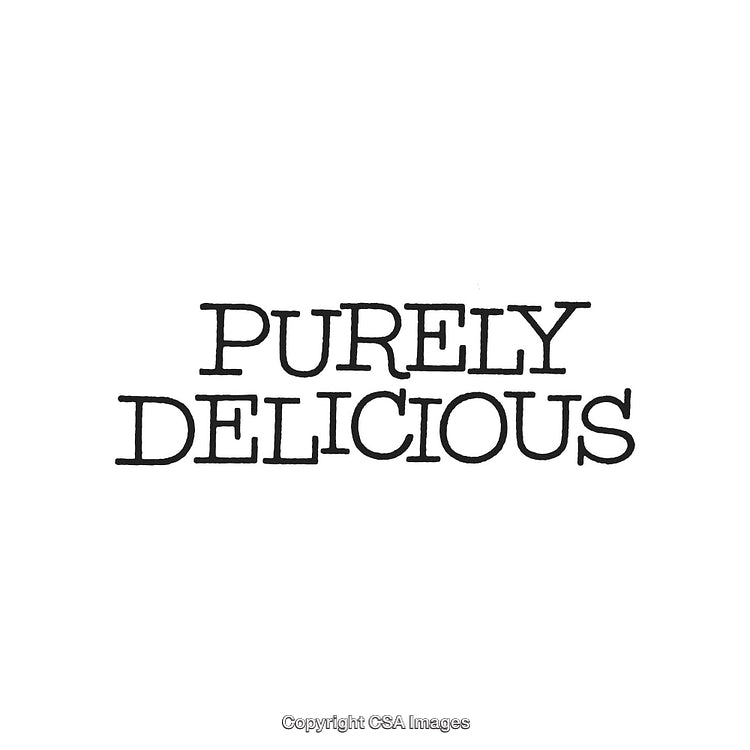 Minimalist Typography Reading 'Purely Delicious' on a Plain Background
