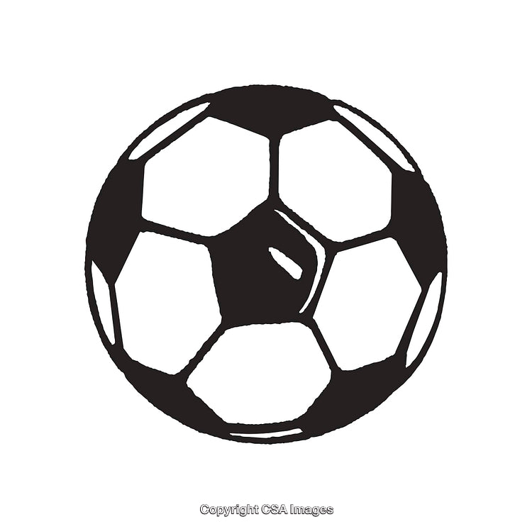 Black and White Line Art Illustration of a Soccer Ball