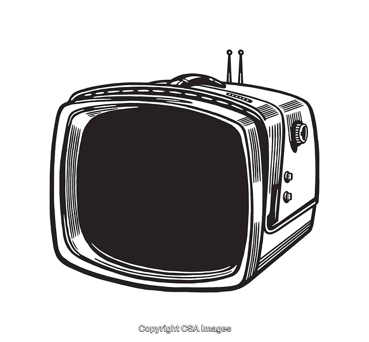 Vintage Television Illustration with Retro Design and Artistic Line Style