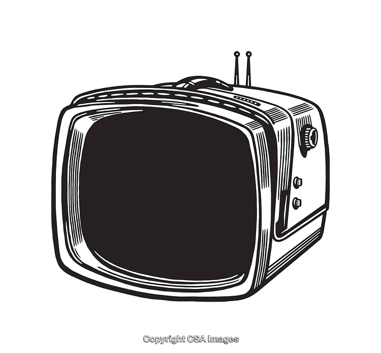 Vintage Television Illustration with Retro Design and Artistic Line Style