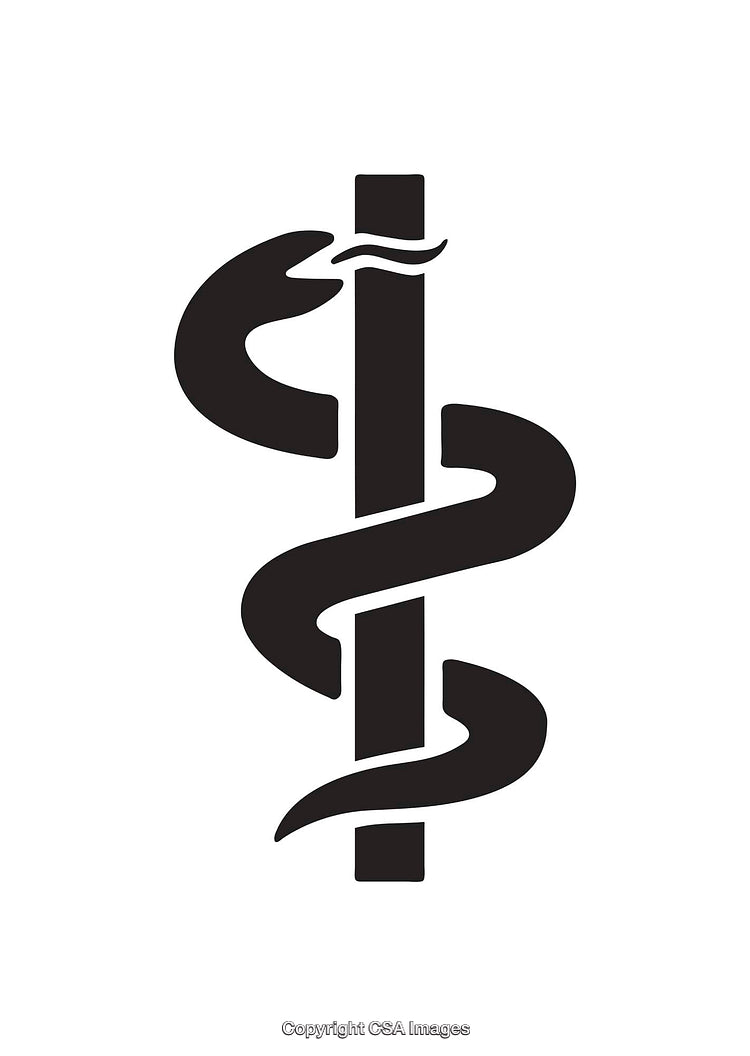 Black and White Caduceus Medical Symbol Icon for Healthcare Applications