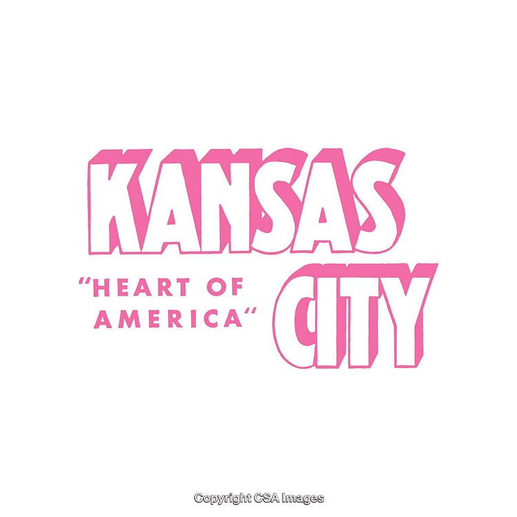 Kansas City Typography Design in Pink with Heart of America Slogan
