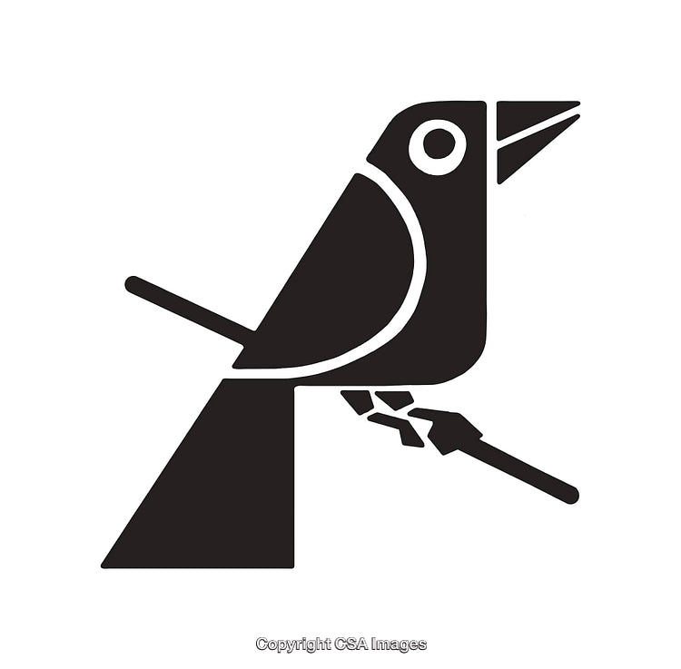 Minimalist Black and White Bird Illustration in Line Art Style