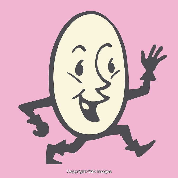 Cheerful Anthropomorphic Oval Illustration on Pink Background