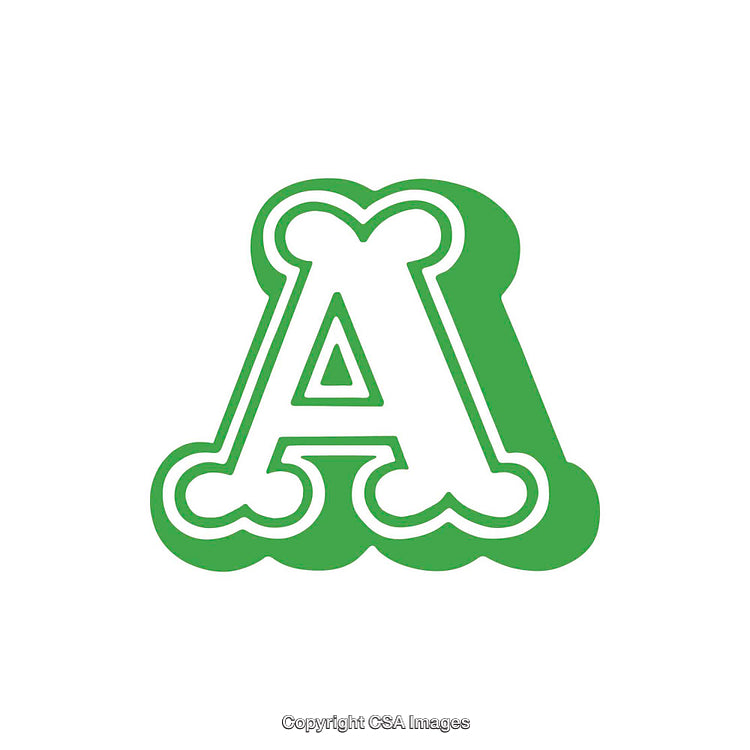 Green Decorative Letter A With a Playful Bone-Inspired Design