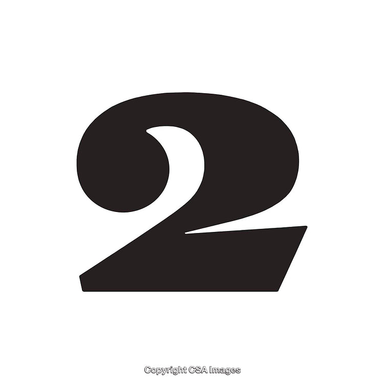 Bold Number Two in Black on White Background