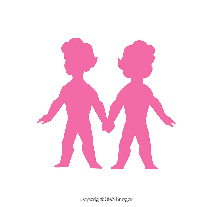 Pink Silhouette Icon of Two Human Figures Holding Hands