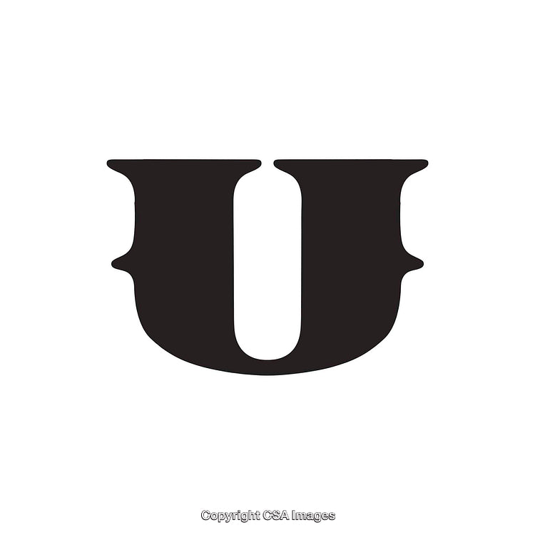 Black Stylized Capital U Letter Against a White Background