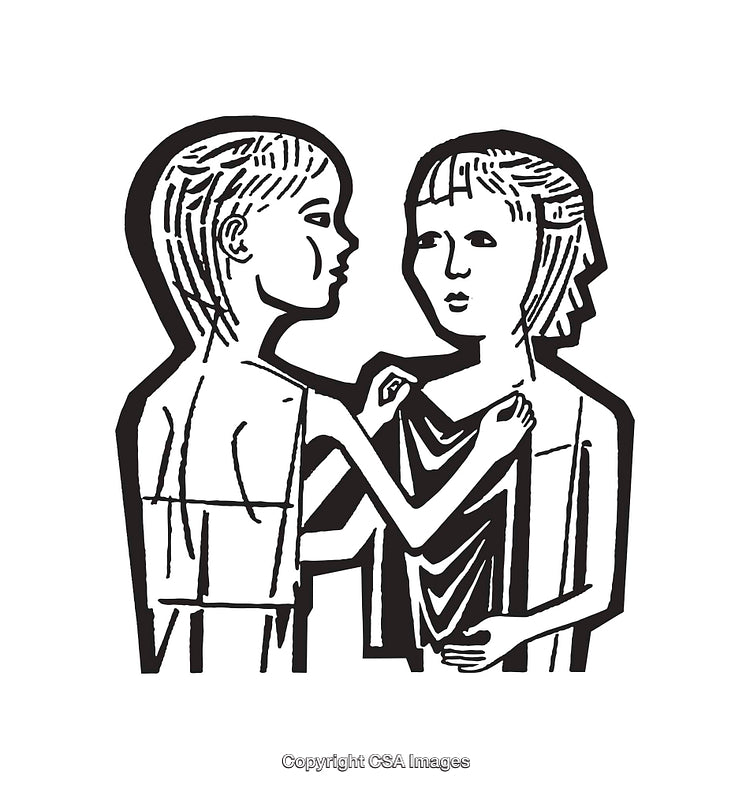 Black And White Line Art Showing Two Individuals Interacting